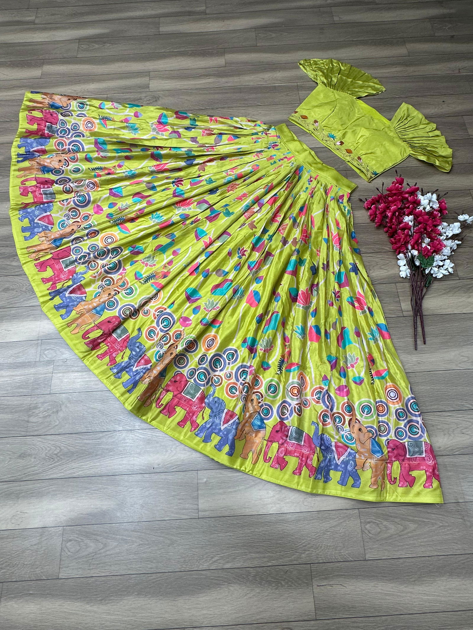PC 322 Chinon Printed Crop Top Lehenga With Blouse Wholesale Shop In Surat